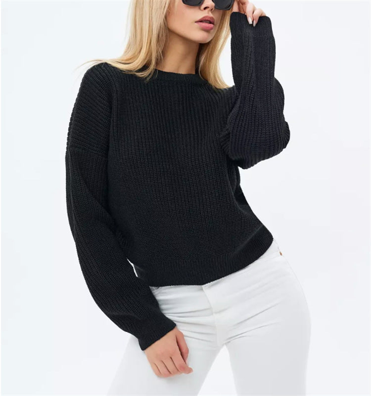 Dames Oversized Gebreide Trui Met Lange Mouwen En Ronde Hals