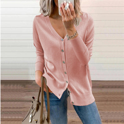 Dames Knit Cardigan Met V-Hals En Knopensluiting