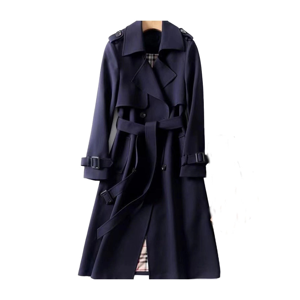 Dames Beige Trenchcoat Met Ceintuur En Dubbele Knopen