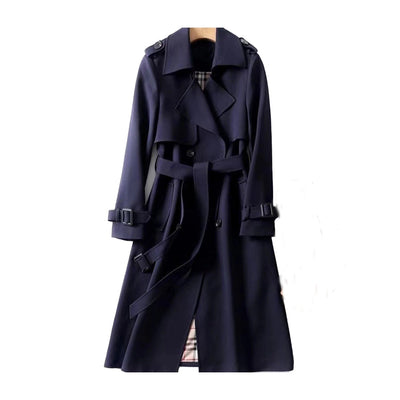 Dames Beige Trenchcoat Met Ceintuur En Dubbele Knopen