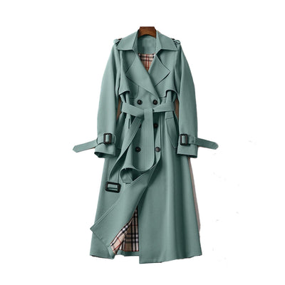 Dames Beige Trenchcoat Met Ceintuur En Dubbele Knopen