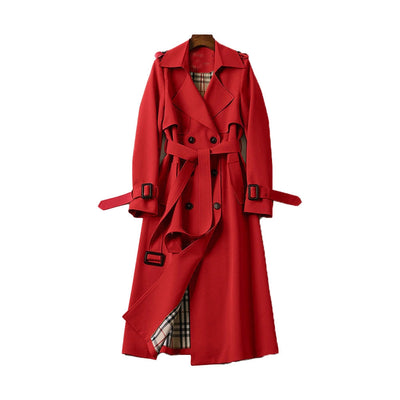 Dames Beige Trenchcoat Met Ceintuur En Dubbele Knopen