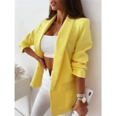Dames Effen Blazer Met Open Voorzijde En Casual Pasvorm