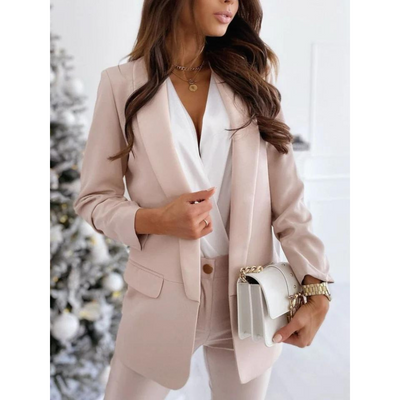 Dames Effen Blazer Met Open Voorzijde En Casual Pasvorm