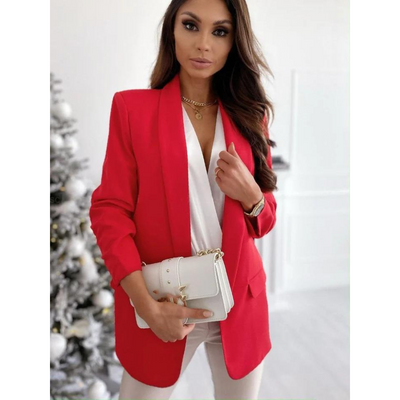 Dames Effen Blazer Met Open Voorzijde En Casual Pasvorm