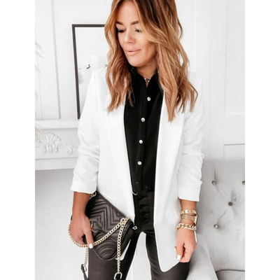 Dames Effen Blazer Met Open Voorzijde En Casual Pasvorm