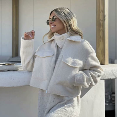 Dames Bomber Jacket Met Ritssluiting En Grote Zakken