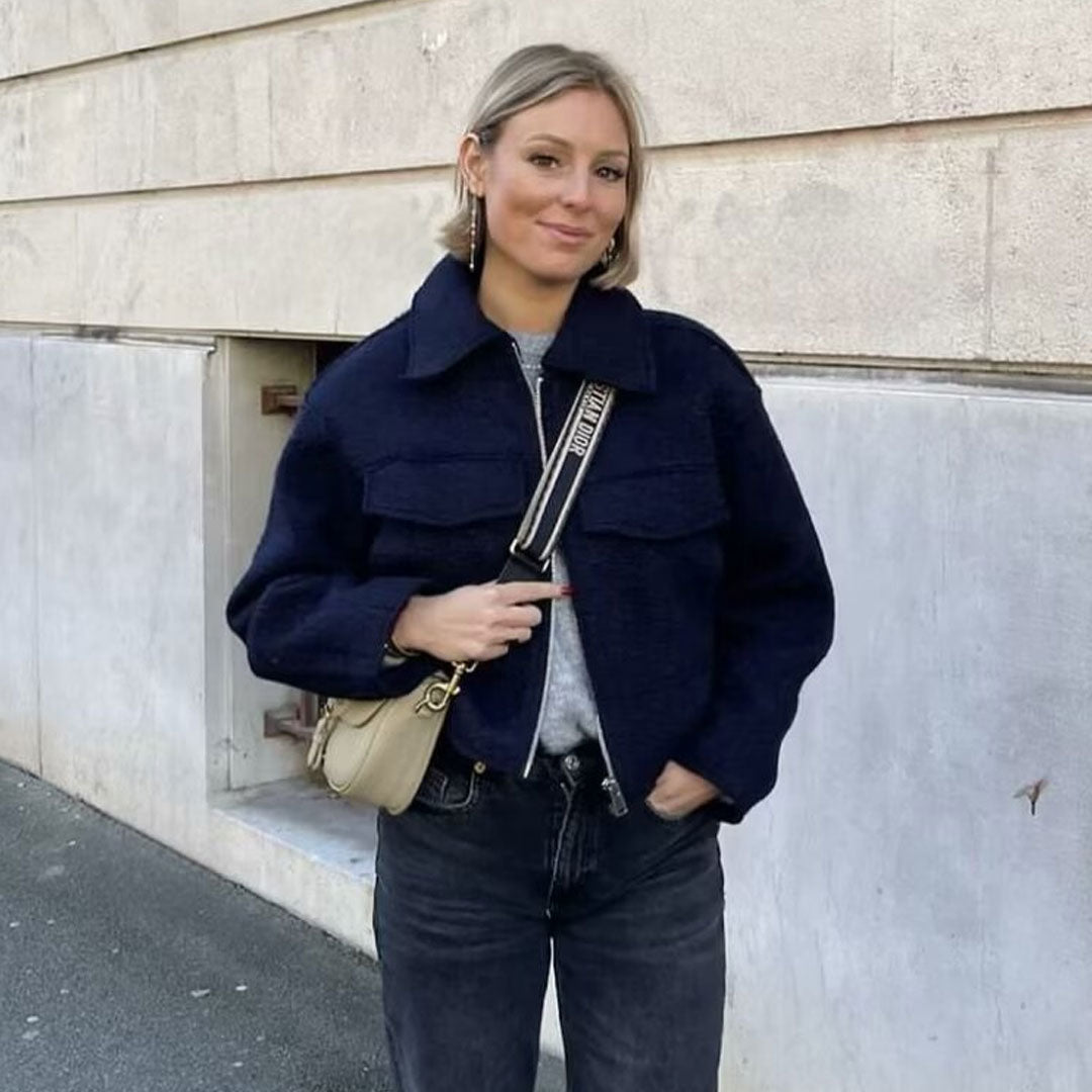 Dames Bomber Jacket Met Ritssluiting En Grote Zakken