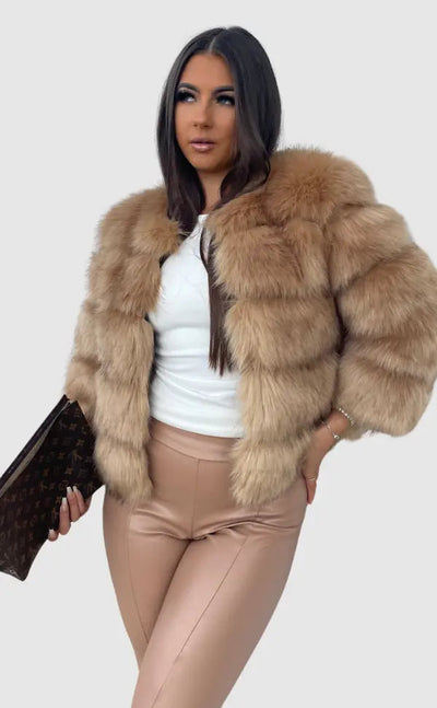 Dames Hoogwaardig Imitatiebont Winterjas Met Luxe Design En Comfortabele Pasvorm