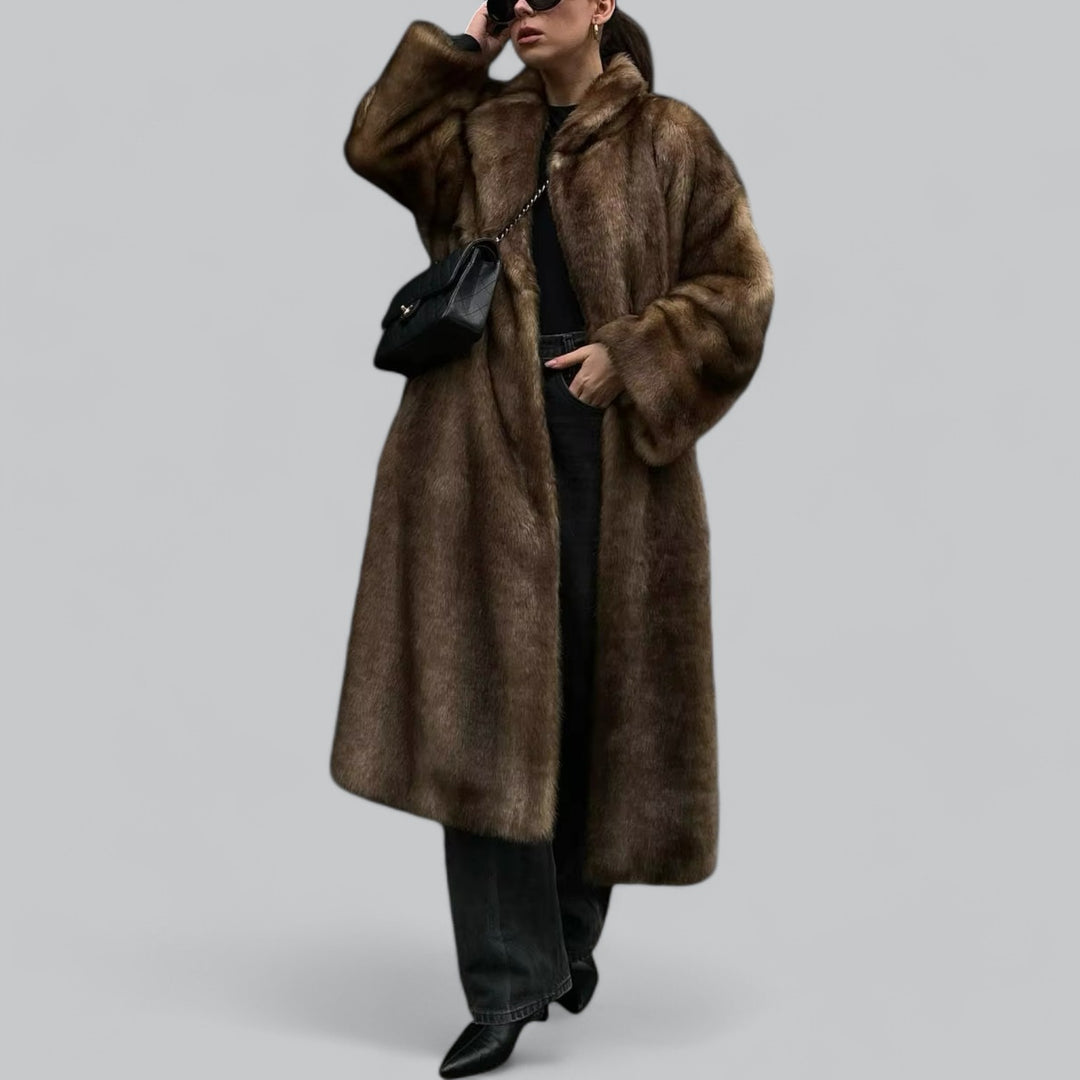 Dames Lange Winterjas In Faux Fur