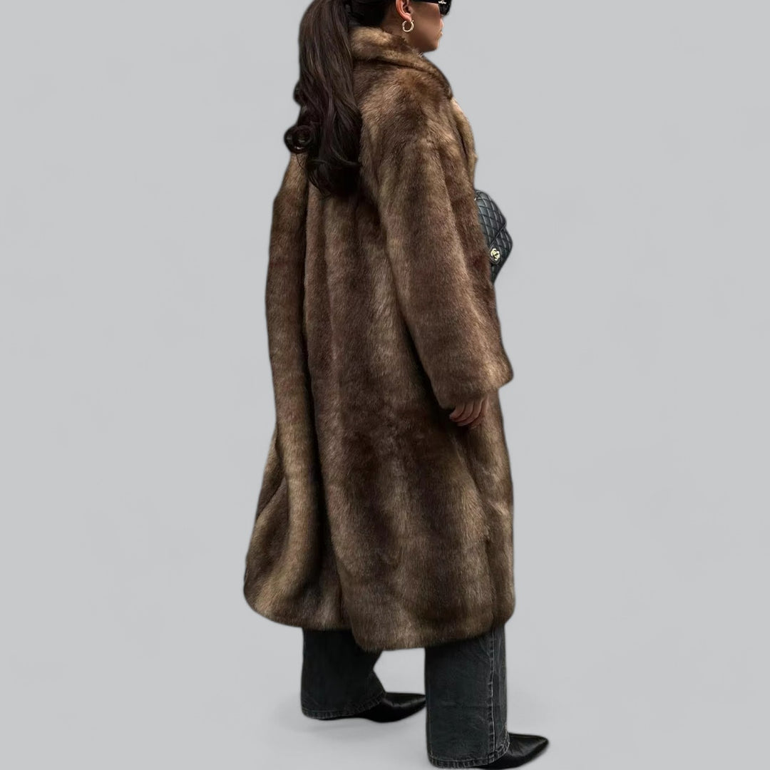 Dames Lange Winterjas In Faux Fur