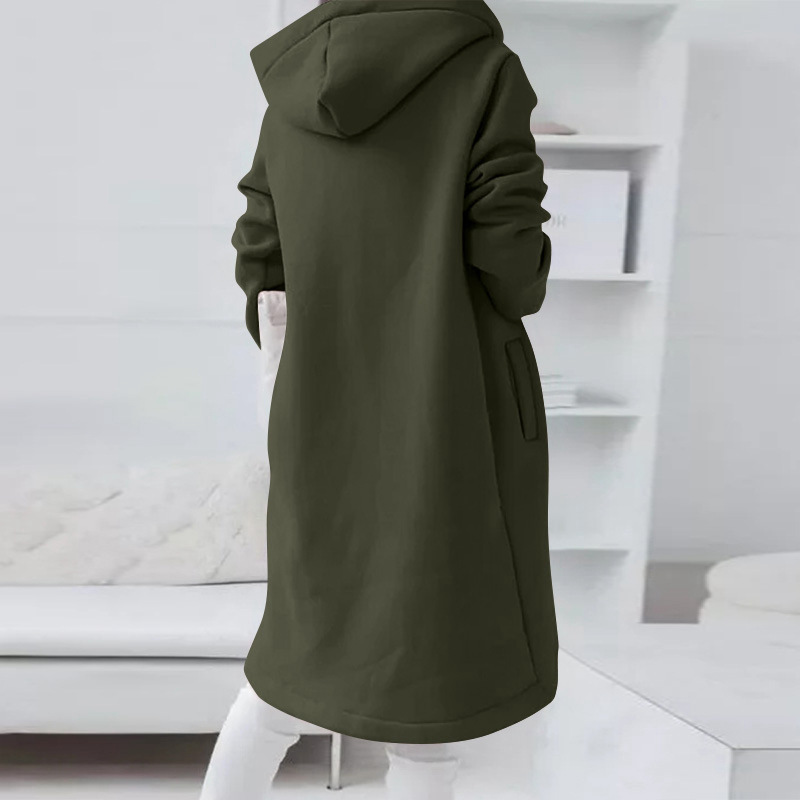 Dames Lange Winterjas Met Capuchon En Ritssluiting