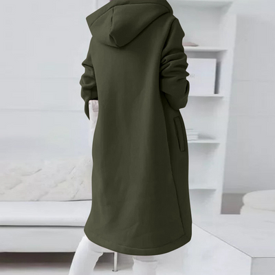 Dames Lange Winterjas Met Capuchon En Ritssluiting