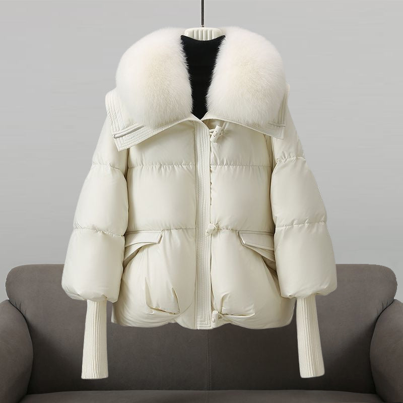 Dames Puffer Jas Met Luxe Bontkraag En Rits