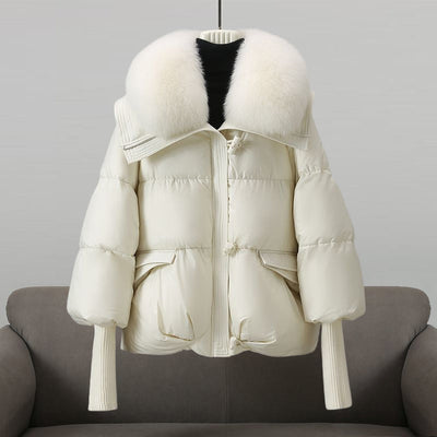 Dames Puffer Jas Met Luxe Bontkraag En Rits