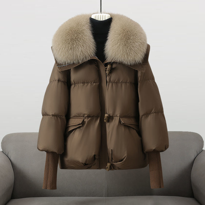Dames Puffer Jas Met Luxe Bontkraag En Rits