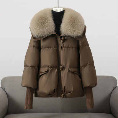 Dames Puffer Jas Met Luxe Bontkraag En Rits