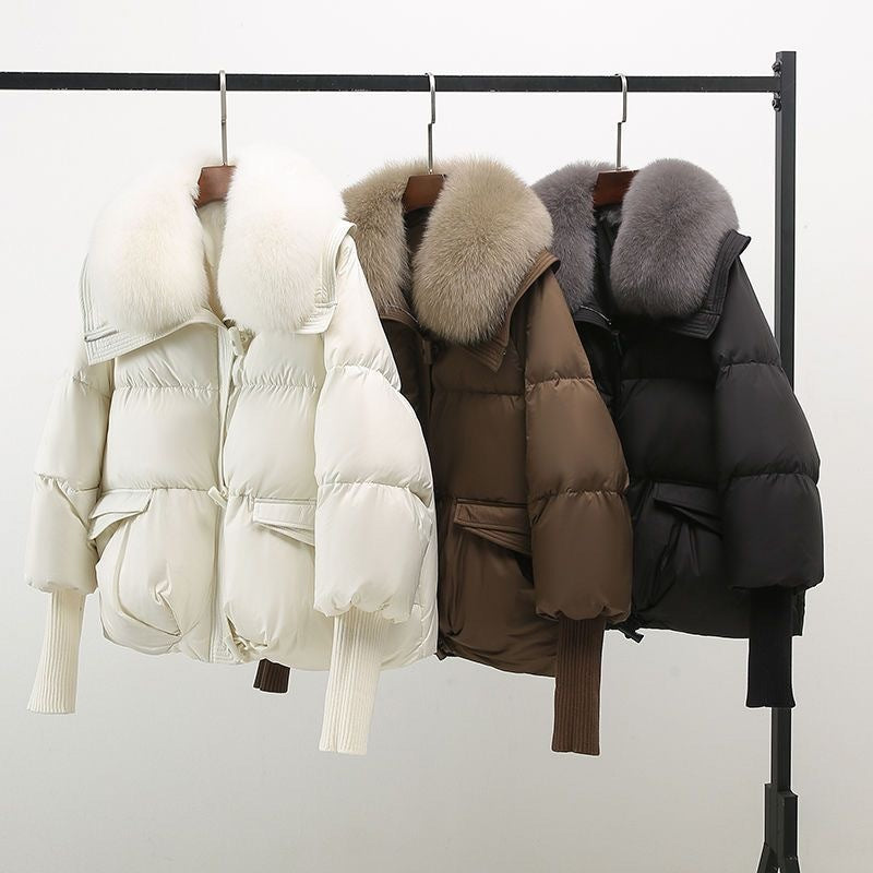Dames Puffer Jas Met Luxe Bontkraag En Rits