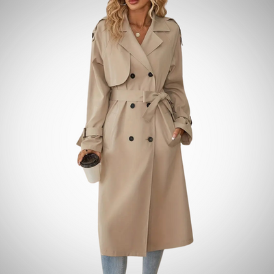 Dames Trenchcoat Met Dubbele Rij Knopensluiting En Taille Riem
