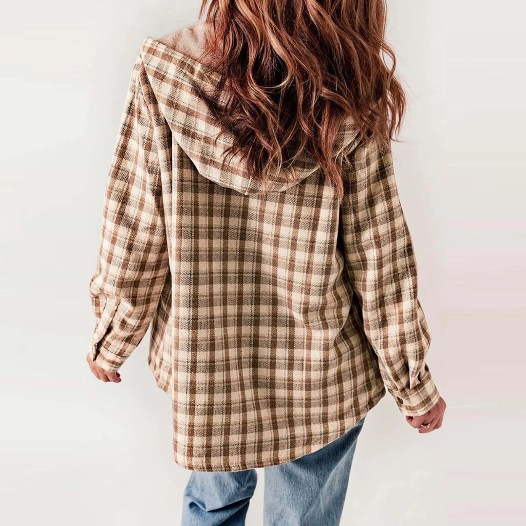 Dames Geruite Jasje Met Fleece Voering En Knoopsluiting