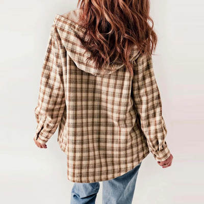 Dames Geruite Jasje Met Fleece Voering En Knoopsluiting