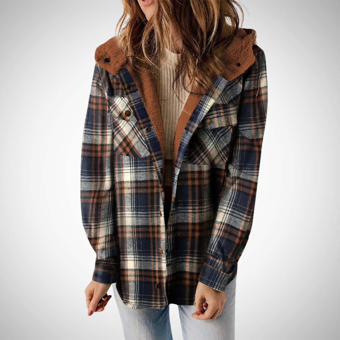 Dames Geruite Jasje Met Fleece Voering En Knoopsluiting