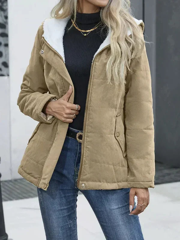 Dames Elegante Winterjas Met Capuchon En Zakken