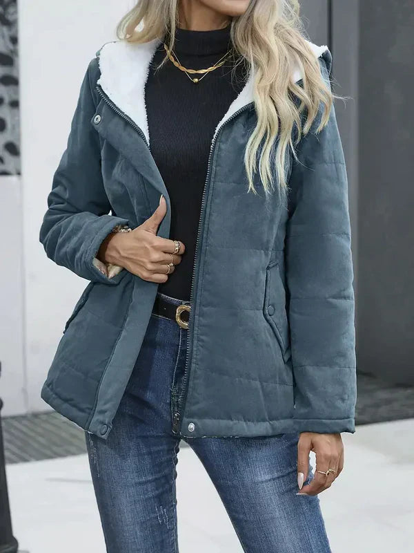 Dames Elegante Winterjas Met Capuchon En Zakken