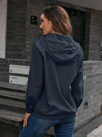 Dames Lichte Regenjas Met Capuchon En Casual Pasvorm