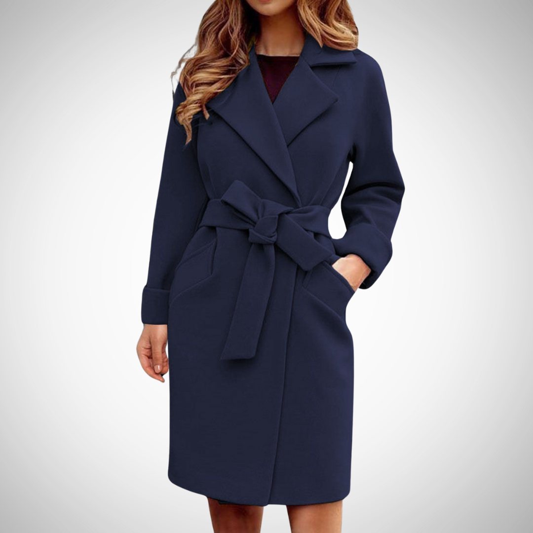 Dames Trenchcoat Met Strikceintuur En Brede Reverskraag