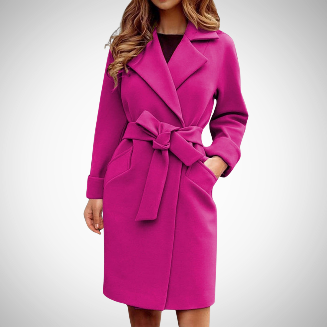 Dames Trenchcoat Met Strikceintuur En Brede Reverskraag