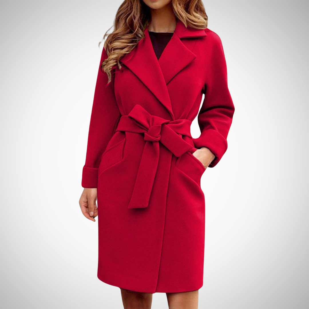 Dames Trenchcoat Met Strikceintuur En Brede Reverskraag