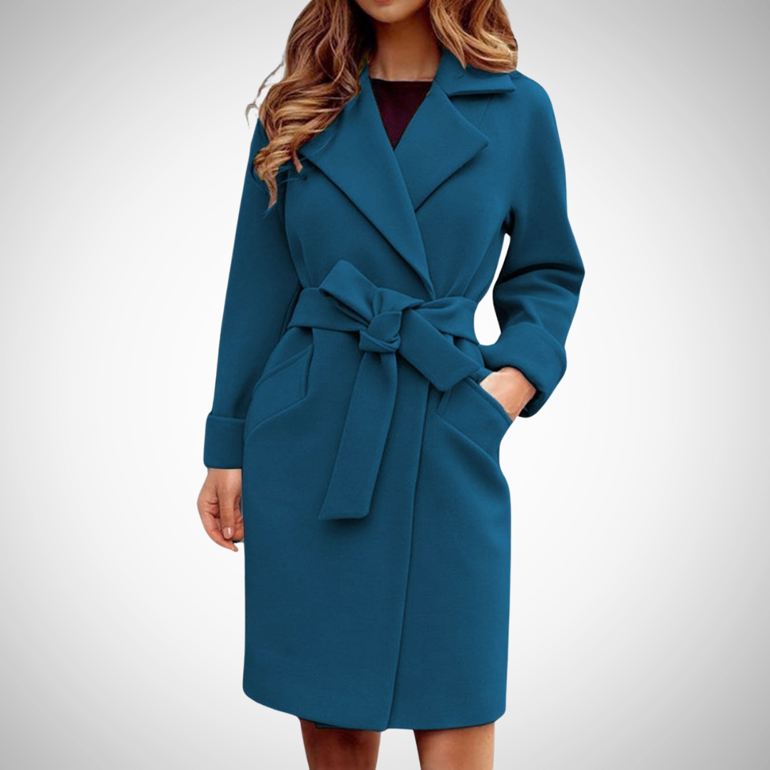 Dames Trenchcoat Met Strikceintuur En Brede Reverskraag