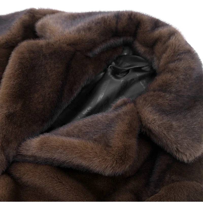 Dames Lange Bontjas Met Oversized Pasvorm En Brede Revers
