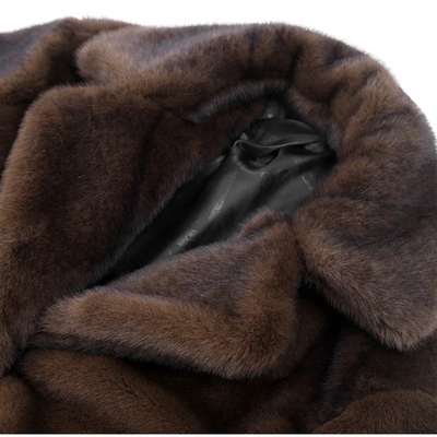 Dames Lange Bontjas Met Oversized Pasvorm En Brede Revers