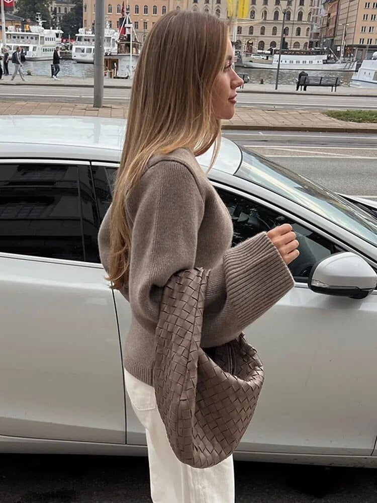 Dames Stijlvol Gebreide Cardigan Met Knoopsluiting En V-Hals