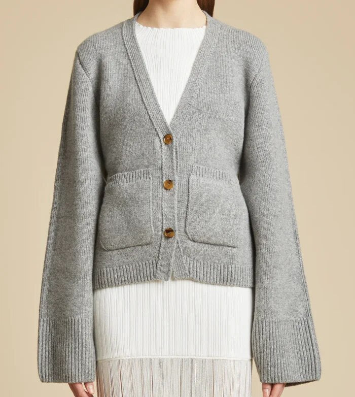Dames Stijlvol Gebreide Cardigan Met Knoopsluiting En V-Hals