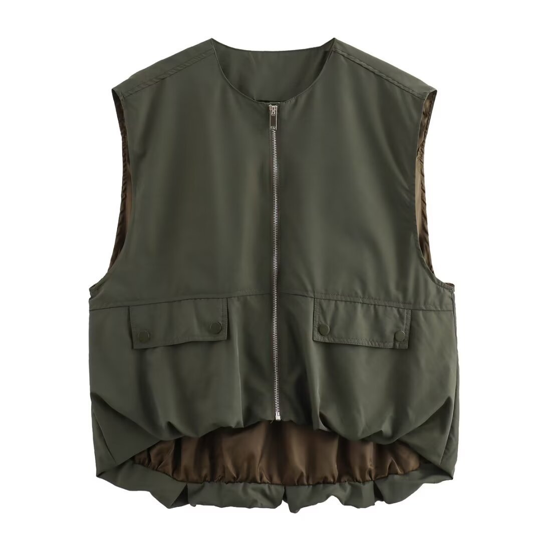 Dames Lichtgewicht Mouwloze Bodywarmer Met Rits En Zakken