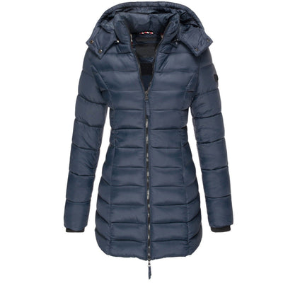 Dames Warme Gewatteerde Winterjas Met Capuchon En Rits