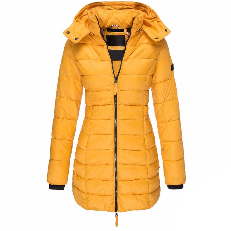 Dames Warme Gewatteerde Winterjas Met Capuchon En Rits