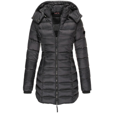 Dames Warme Gewatteerde Winterjas Met Capuchon En Rits
