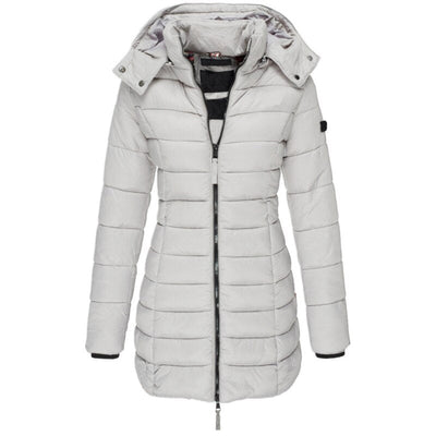 Dames Warme Gewatteerde Winterjas Met Capuchon En Rits