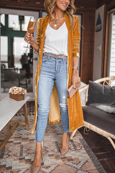 Dames Fluwelen Cardigan Met Lange Mouwen