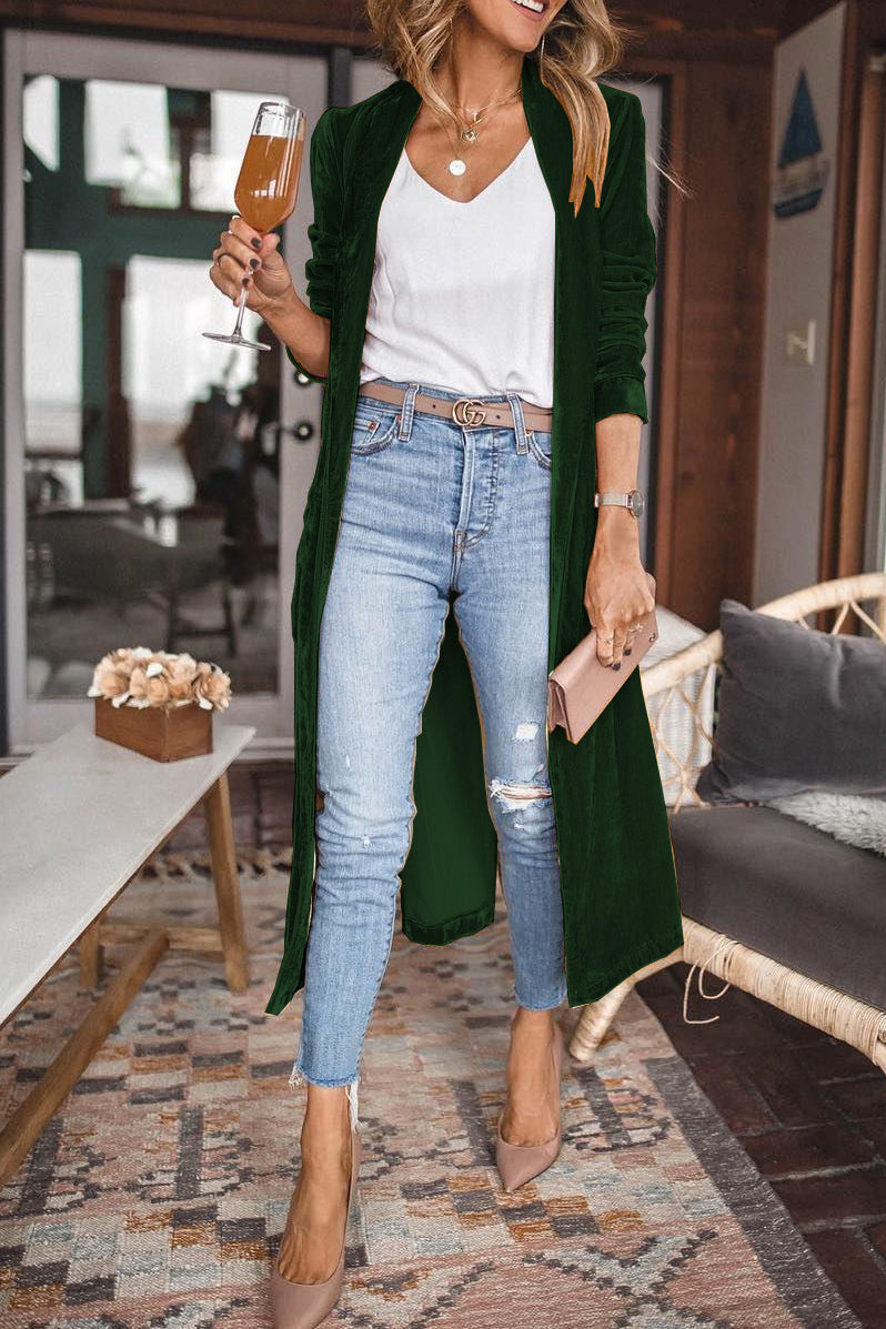 Dames Fluwelen Cardigan Met Lange Mouwen