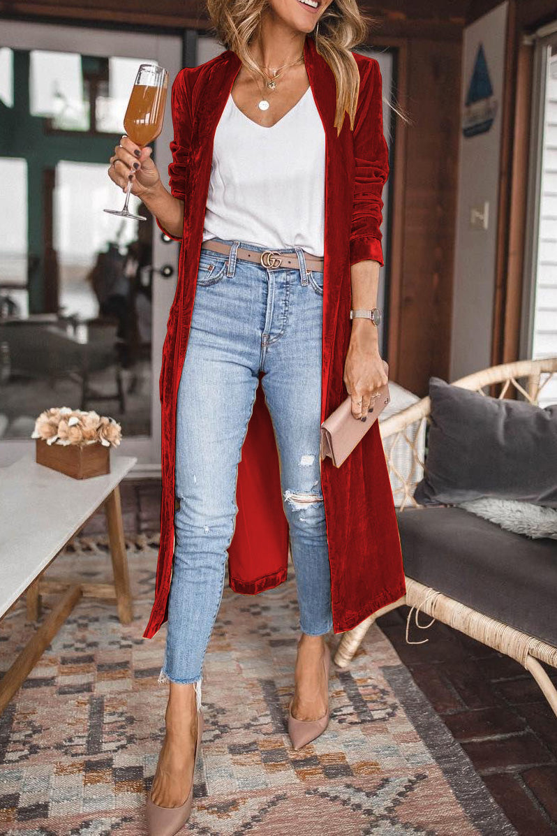 Dames Fluwelen Cardigan Met Lange Mouwen