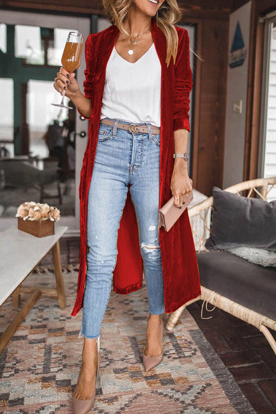 Dames Fluwelen Cardigan Met Lange Mouwen