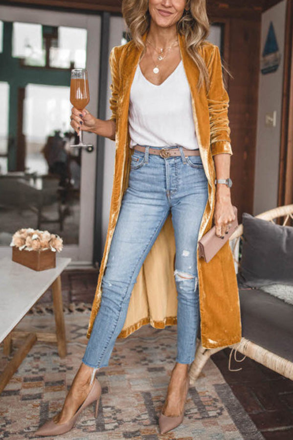Dames Fluwelen Cardigan Met Lange Mouwen