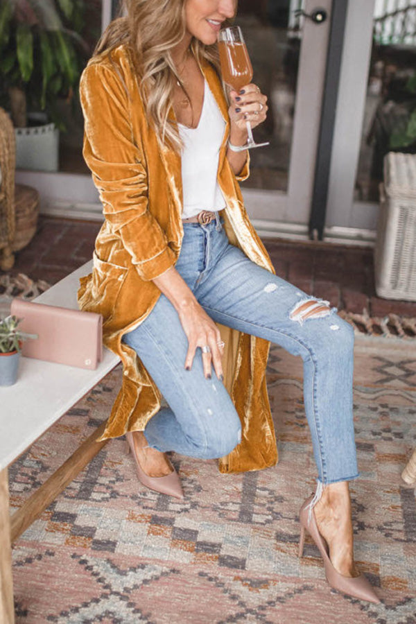 Dames Fluwelen Cardigan Met Lange Mouwen