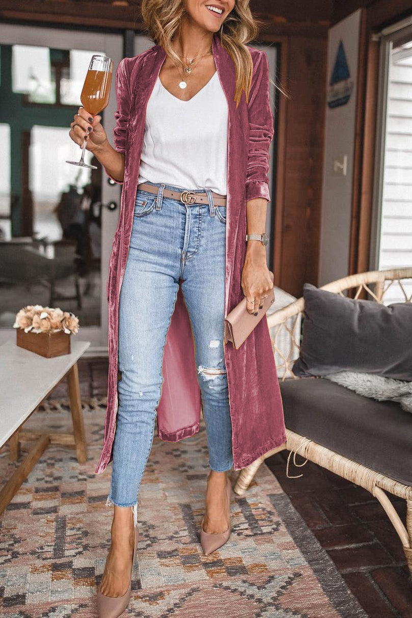 Dames Fluwelen Cardigan Met Lange Mouwen