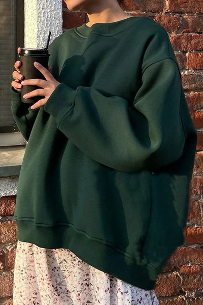 Dames Oversized Sweater Met Ronde Hals En Lange Mouwen